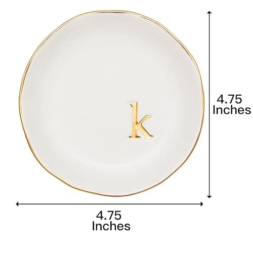 COLLECTIVE HOME - Ceramic Jewelry Tray, Decorative Trinket Dish for Rings Earrings Necklaces Bracelet Watch Keys, Birthday Mother's Day Christmas Gift for Women, 4.75", White Surface (K) thumbnail 3