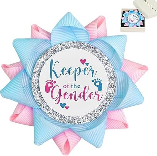 Keeper Of The Gender for Gender Reveal Party Favors Boy or Girl Button Pins | Boy or Girl Gender Reveal Party Button Pins for Baby Shower Celebration Parties - Image 1