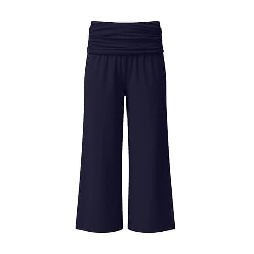 Coral Fold Over Yoga Pants Mädchen, Weite Lounge Hose Mit Raffung, Loose Fit Uni Corals Pants 2026 Coral Fold-Over-Yogahose, Weite Palazzo Hose Mit Hohem Umschlagbund,Korallfarbene Faltenhose thumbnail 5