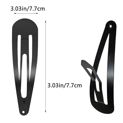 30 Pcs Snap Hair Clips, 3.1 Inch Big Size Barrettes Women No Slip Metal Snap Hair Clips Large Hair Pins(Black) thumbnail 2