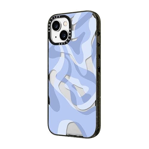 CASETiFY Impact iPhone 14 Case [4X Military Grade Drop Tested / 8.2ft Drop Protection] - Retro Swirls in Blue - Glossy Black thumbnail 6