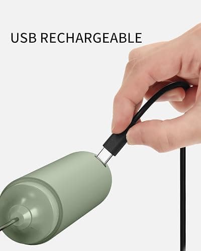 CIRCLE JOY Rechargeable Milk Frother Hanheld, Dual Ring Electric Coffee Frother, Portable Hand Frother Wand Drink Mixer for Matcha Lattes Cappuccino, Kitchen Gifts, Green thumbnail 3