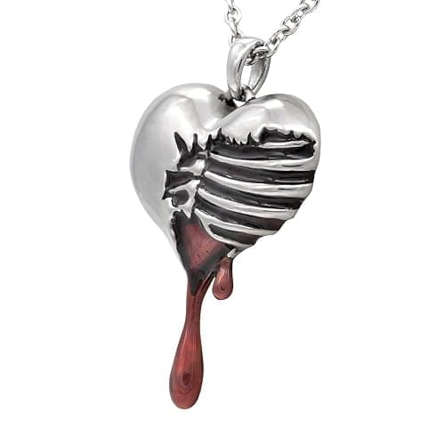 Controse Silver-Toned Stainless Steel Bleeding Heart Necklace with Pendant thumbnail 5