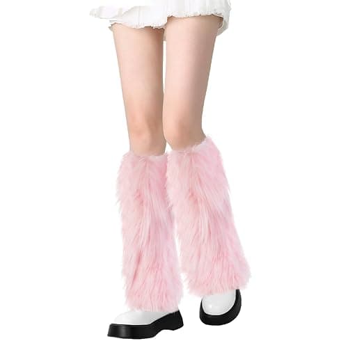 PHOGARY Faux Fur Fuzzy Leg Warmers Furry Boot Covers for Women Girls, Furry Boot Cuffs Fuzzy Shoes Cover Socks for Costumes - Image 1