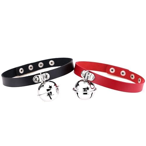 FM FM42 Multicolor PU Simulated Leather Silver-tone 4cm Large Bell Pendant Neckband Choker Necklace thumbnail 8