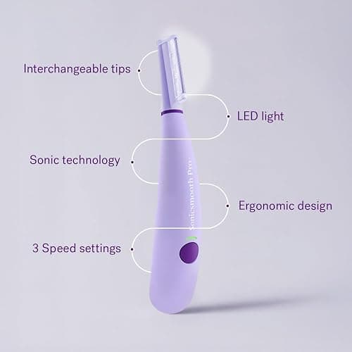 Michael Todd Beauty Sonicsmooth Pro+ Dermaplane Razor for Women Face + Eyebrow trimmer Dermaplaning System w/LED Light Peach Fuzz Remover -16 Dermaplaning Blades & 2 Microsmooth Exfoliation Tips thumbnail 9