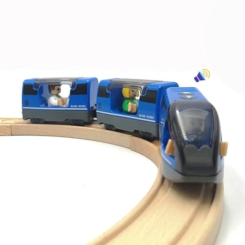 DSHMIXIA Battery Operated Train for Wooden Train Track Set Toys for Toddlers 3 4 5 Year Old Boys Kids Magnetic Couplings City Vehicle with Figures(Without Battery) - Image 1
