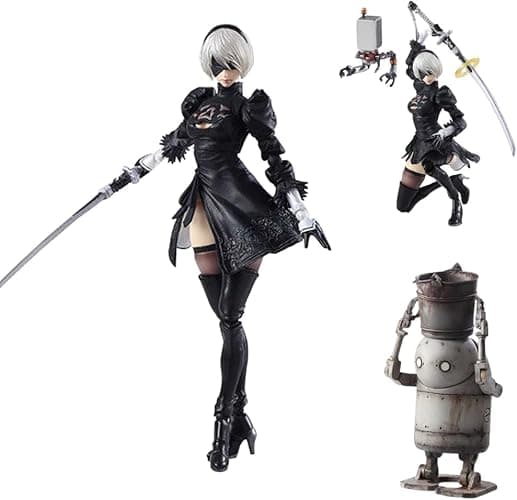 MABAIUDE 2B Action Figure 2B Statue - 5.9" Anime Figurine No.2 Type B 2Byorha Figure Joint Movable Head Changeable with Replaceable Accessories - PVC Handmade Collectible Gifts - Image 1
