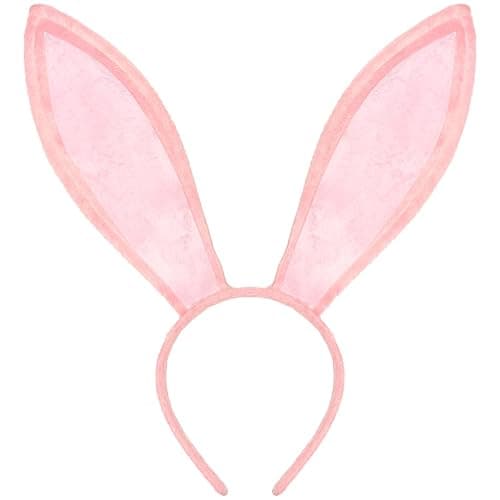 Funcredible Pink Bunny Ears Headband – Velvet Bendable Rabbit Ears – Fluffy Bunny Costume Accessories for Parties and Concerts - Rabbit Costume for Women and Men - Image 1