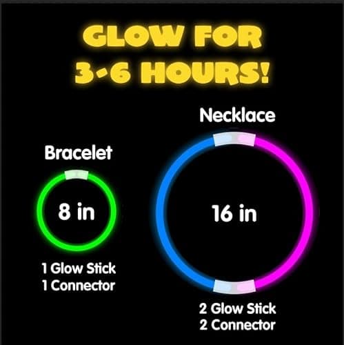 JOYIN Knicklichter Party Set für Kinder,100 Stück Leuchtstäbe, 100 Verbinder, 7 Farben, Neon Knicklichter Ketten Sets für Halloween decoration, Party Deko für Festival Hochzeiten Weihnacht thumbnail 2