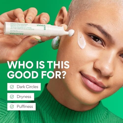 Innisfree Green Tea Caffeine Depuffing Eye Serum with Niacinamide, Cooling Korean Eye Roll-On for Hydration and Brightening thumbnail 5