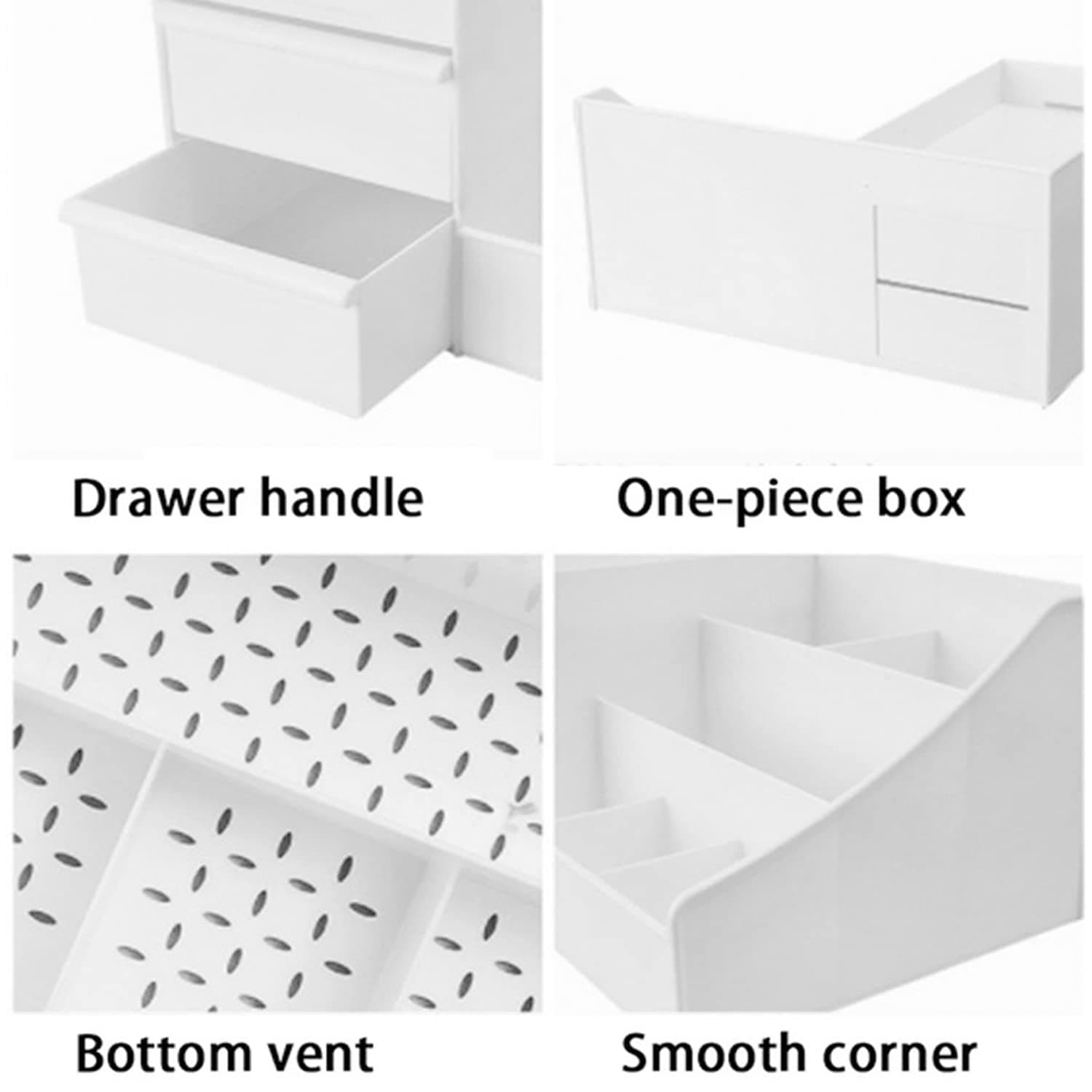 Yotsuba Clarity Cosmetic Organizer with 2 Drawers - Clear Makeup Organizer & Skincare Organizer for Bathroom & Desktop, Multifunctional Jewelry and Cosmetic Organizer Cabinet, White thumbnail 9