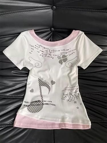 Y2K Cutecore Kawaii Lolita Shirt Women Sweet Wishcore Juminocore Igari Cartoon Print Cute Teen Tshirt Top Clothes thumbnail 7