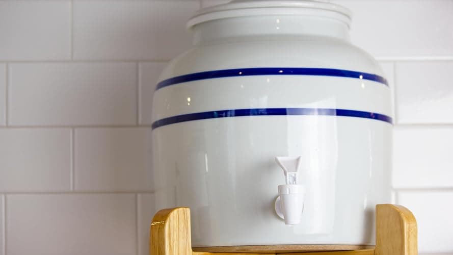 New Wave Enviro Porcelain Water Dispenser, Classic Blue Stripe thumbnail 2