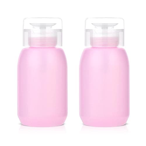 MEKK Acetone Pump Dispenser,Push Down Pump Dispenser Empty Alcohol Dispenser Push Down Nail Polish Remover Pump One-Touch Pump Bottle Dispenser for Nail Polish & Makeup Remover 2 Pack 200ML(6.8oz) - Image 1