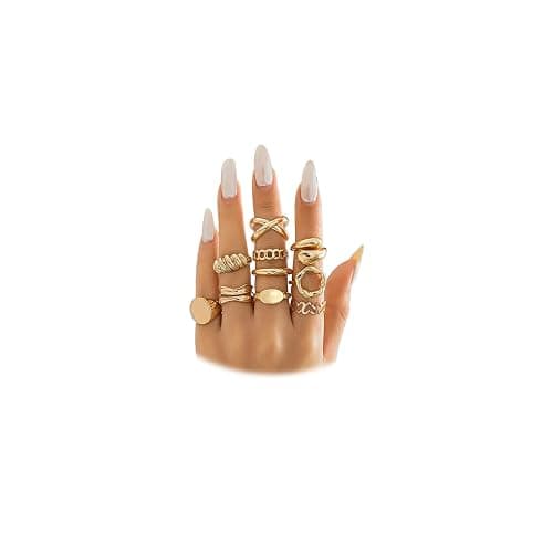 FUTIMELY 14K Gold Stackable Knuckle Rings Set for Women Teen Girls,Aesthetic Silver 10Pcs Trendy Dainty Open Midi Rings Set,Midi Finger Rings Pack Jewelry Gifts - Image 1