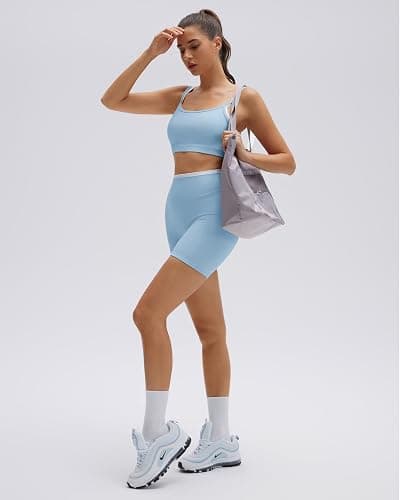 SUUKSESS Women 2 Pieces Workout Sets Padded Spaghetti Straps Camis High Waist Biker Shorts thumbnail 6