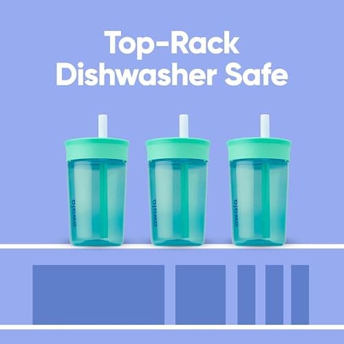 Owala Kids Insulation BPA-Free Plastic Tumbler with Spill Resistant Flexible Straw, Easy to Clean, Kids Water Bottle, Great for Travel, Dishwasher Safe, 15 Oz, Teal and Aqua (The Blues) thumbnail 5