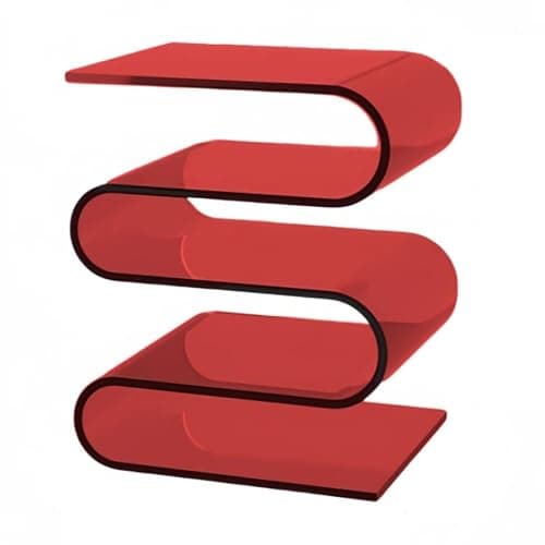 S-Shaped Acrylic Side Table with Magazine Bookshelf Modern Nightstand for Living Room Bedroom Study Office,Abstract,Home Decor,Sofa End Table,Couch,Accent Table(14.2″W×11.8″D×16.7″H, Red) - Image 1