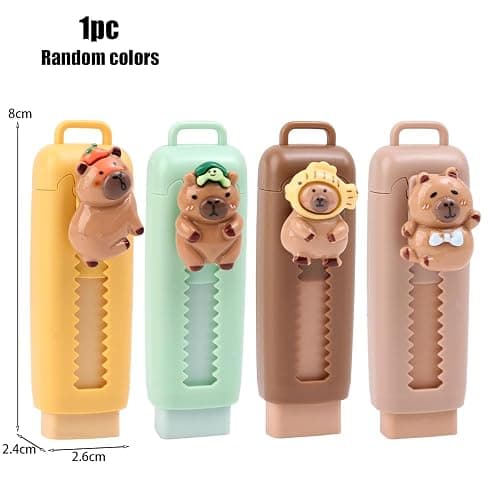 1Pcs Capybara Retractable Erasers, Cute Rubber Push-Pull Eraser, Pencil Erasers for Students Capybara Lovers School Office Supply Stationery (Random Color) thumbnail 2