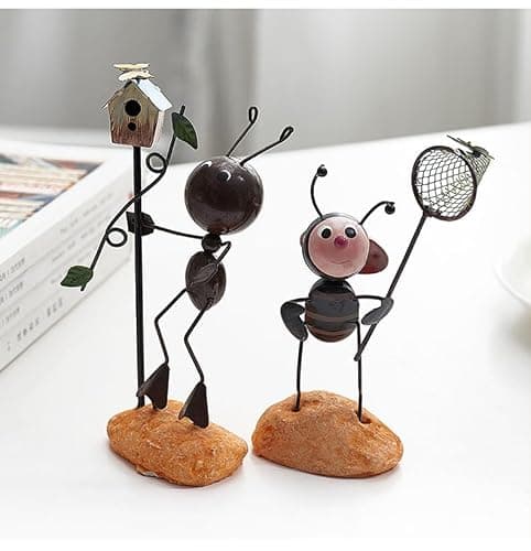 Creative Fairy Tail World Ant Ladybug Figurine Statue, Room Office Desk Outdoor Fence Lawn Ornaments Garden Decoration Ant Figure Help Relax Collection Bedroom Healing Heart Good Mood -Flower Ladybug thumbnail 5