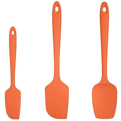 U-Taste Silicone Spatula Set: 600ºF High Heat Resistant, Seamless Food Grade Flexible Rubber Kitchen Cooking Mixing Baking Scraper for Nonstick Cookware Set of 3 (Orange) - Image 1