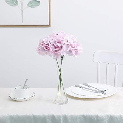FLORRALIA Fake Purple Hydrangea Artificial Flowers - Faux Silk Hydrangeas Flowers Heads with Stems Real Touch for Home Wedding Party Table Decor(Light Purple,Pack of 10) thumbnail 7