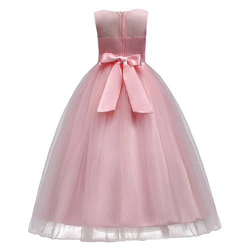 Little Big Girls’Tulle Retro Vintage Dresses Flower Lace Pageant Party Wedding Floor Length Dance Evening Gown thumbnail 3