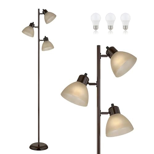 LTGSRC Modern Tree Floor Lamp for Living Room Bedroom, Tall Pole Standing Lamps with 3 Adjustable Rotating Heads for Office, Decor Corner, Reading Indoor, 3 Bright Lights LED Bulbs Included (Brown) - Image 1