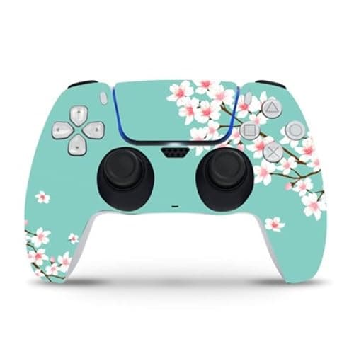 PS5 Controller Skin, Vinyl for Durable & Fit, Sakura Aqua Japan Anime Green Mint, Easy to Use, Bubble-Free, Precisely Cut - Image 1