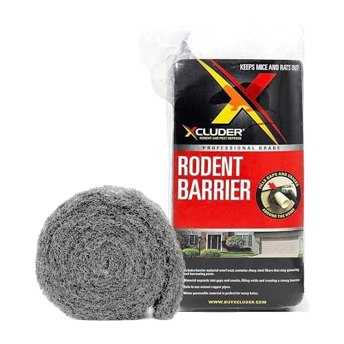 Xcluder Rodent Control Fill Fabric Roll, 4” x 10’ Stainless Steel Wool Protects Against Rats and Mice for Residential & Commercial Property,Black