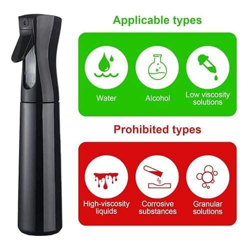 ZHIYE Hair Spray Bottle, Continuous Water Mister Bottle Empty, Aerosol Fine Mist Curly for Taming in Morning, Hairstyling, Plants, Pets, Cleaning-5.4oz/160ml (Black) thumbnail 5