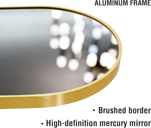 OGCAU Floor Mirror Full Length, 56"x20" Arched-Top Full Body Mirror, Hanging or Leaning, Standing, Wall Mirror with Aluminum Frame for Bedroom Living Room, Gold thumbnail 8