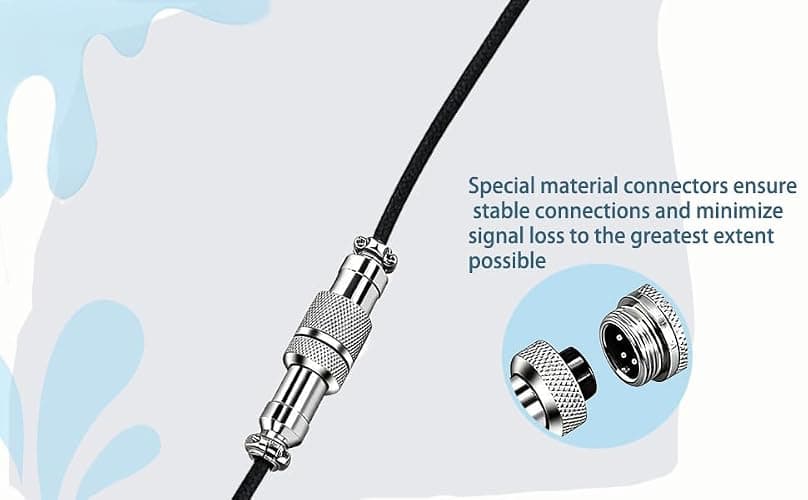HSEUOPV Custom Coiled USB C Cable for Gaming Keyboard, Double-Sleeved Mechanical Keyboard Cable with Detachable Metal Aviator,USB-C to USB-A (1.8 M,Black) thumbnail 4
