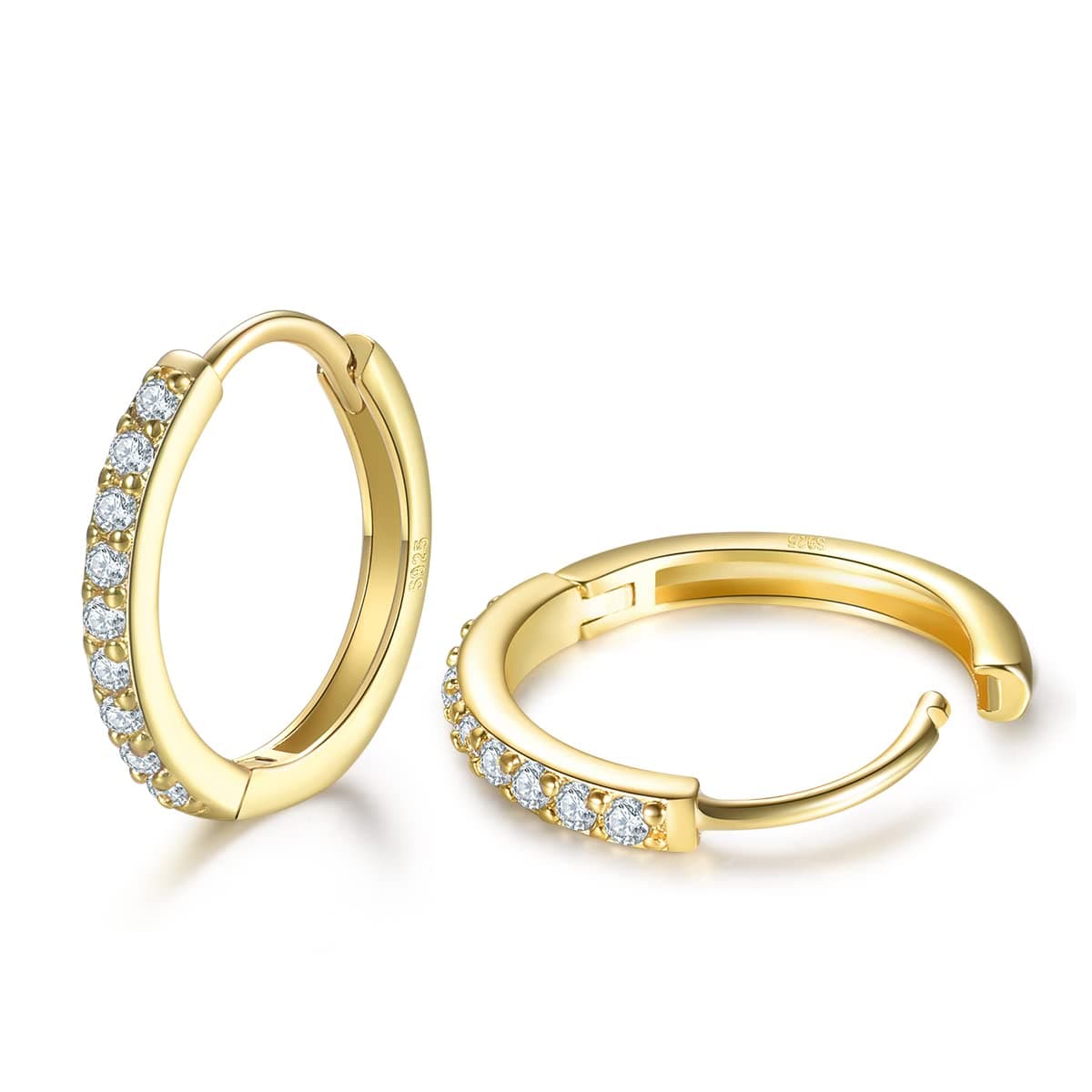 3 Pairs Sterling Silver Small Hoop Earrings Tiny Cartilage Earring Cubic Zirconia Cuff Huggie Earrings Mini Hoops Earrings Piercing for Women Girls thumbnail 2