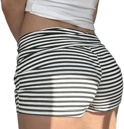 Best Rose Women's Mini Fold Over Shorts Zebra Cheetah Lounge Low Rise Patchwork Pajamas Y2K Skinny Sexy Casual Shorts - Image 1