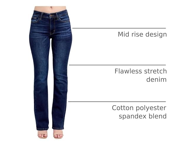 Judy Blue Mid Rise Dark Wash Classic Bootcut, Inseam 32" thumbnail 4