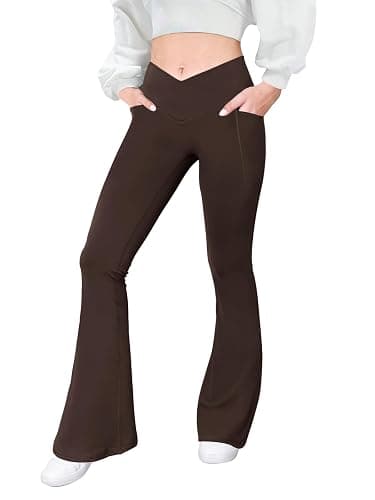 COPYLEAF Flare Leggings with Pockets for Women Seamless Crossover Yoga Pants with Tummy Control Bootcut Work Pants Trendy thumbnail 2