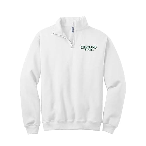Sorority Letters Shop Cleveland State University Vikings Quarter Zip Sweatshirt with Cleveland State Logo Embroidered - Medium - White
