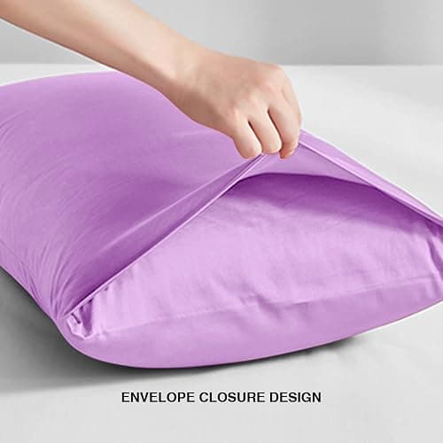 FLXXIE Microfiber King Size Pillow Cases 2 Pack, Soft Pillowcases with Envelope Closure, Wrinkle, Fade and Stain Resistant Pillow Covers, 20x36, Light Purple thumbnail 6