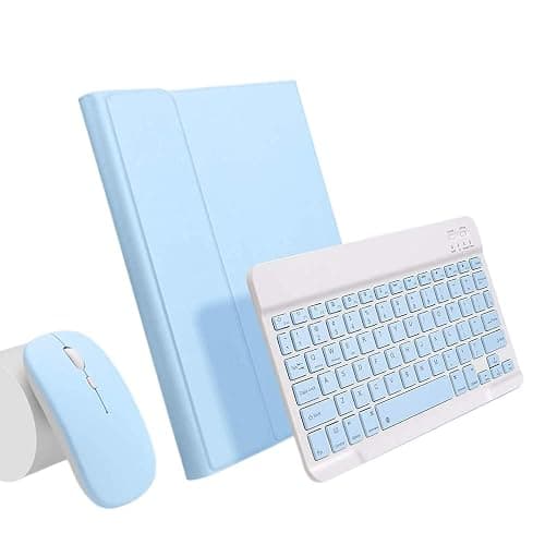 AnMengXinLing Keyboard Case for iPad 11th(A16)/iPad 10th Generation 2022 with Mouse Detachable Wireless Bluetooth Keyboard Pencil Holder Slim Leather Cover for iPad11/iPad10, Sky Blue - Image 1