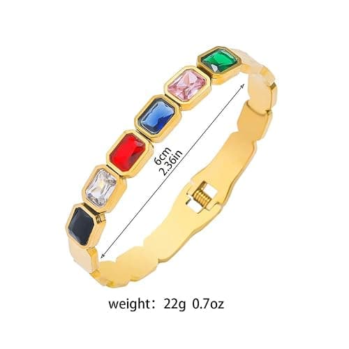Gold Bangle Bracelets for Women Colorful Chunky Gold Adjustable Cuff Bracelet Jewelry thumbnail 3