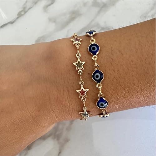 Sanyaa Star Bracelet 18K Gold Plated Multi Stone Crystal Star Bracelet for Women (Colorful) thumbnail 3