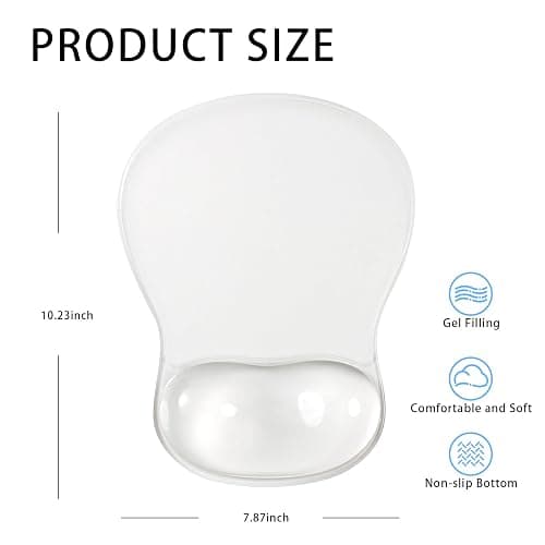 Gel Mouse Pad with Wrist Rest, Ergonomic Clear Mousepad Support, Cooling Pain Relief Mousepad with Non-Slip PU Base for Computer/Office/Home thumbnail 2