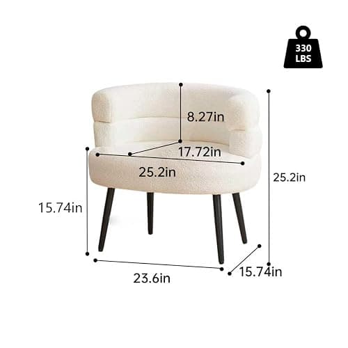 CHIQUERID Makeup Vanity Chairs with Back,Office Desk No Wheels,Comfy Fabric Easy to Install for Living Room,Bedroom,Home,Office,Dressing Room-Beige White thumbnail 2