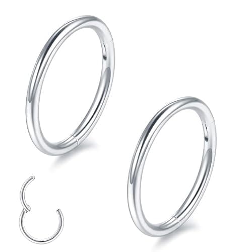 Nose Rings Hoops for Women Men Septum Jewelry 316L Surgical Steel Hinged Segment Ring Body Piercing Nose Hoop Lip Rings Nose Helix Cartilage Rook Earrings - Image 1