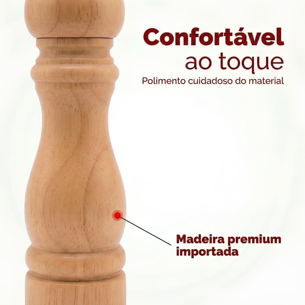 Moedor Manual de Pimenta e Sal em Madeira, Moagem Cerâmica Ajustável para Grãos e Condimentos, 16cm thumbnail 4