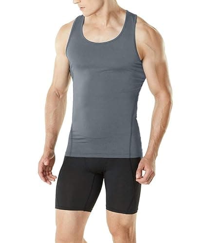 HIBETY Men's 3 or 5 Pack Sleeveless Compression Tank Top, Base Layer Cool Dry Compression Shirts Muscle Gym Tank Tops thumbnail 2
