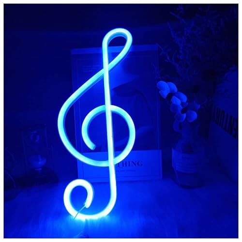 ENUOLI Musical Note Neon Signs Music Note Shaped LED Light Sign USB/Battery Hanging Night Light for Bedroom Wall Decor Music Note Neon Lights Creative Lighting Lamp Home Decoration (Pink) - Warm White - Image 1