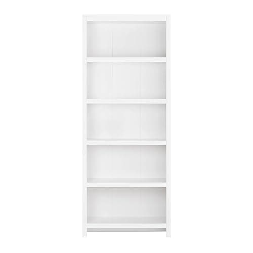 Prepac Moda 5-Tier Tall Wooden Bookcase, White Storage Cabinet, Display Cabinet, Bookshelf with Storage Shelves 31.75" W x 80" H x 12" D for Home Office, Living Room, Bedroom Organizer thumbnail 7
